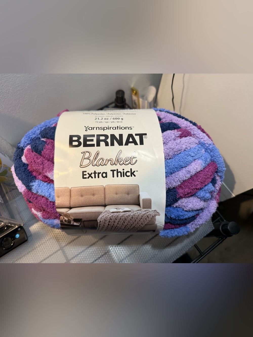NWT Bernat Blanket Big Jumbo #7 Purple Rain Yarn - 3 Skein Lot